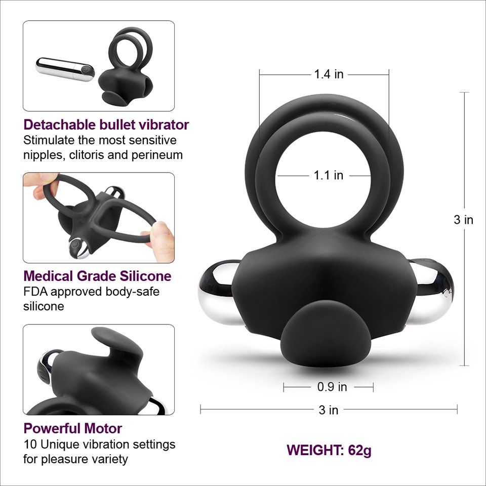 10 Speed Vibrating Cock Ring Penis Ring USB Rechargeable