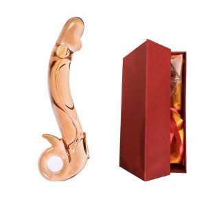 Orange Tickler Glass Dildo