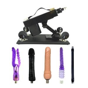 Women Black Sex Machine with 4 Dildos